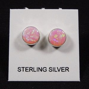 6mm Pink Fire Opal 925 Sterling Silver Stud Post
